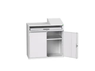 pc-kast 1130x1050x550mm toetsenbordblad RAL7035 + RAL7035 - 1