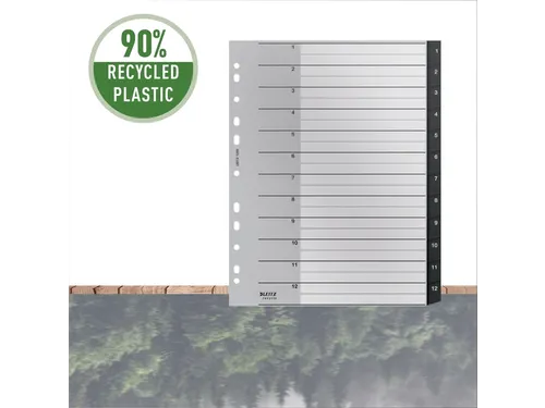 Tabblad Leitz Recycle A4 11-gaats 1-12 extra breed PP