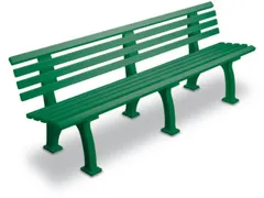 Kunststofbank 740x2000x380mm Zit H 440mm 9 Latten 3 Pootstellen Groen