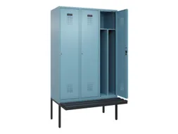 locker met bank,voor scheiding van kleding,HxBxD 2120x1200x815mm,3vak