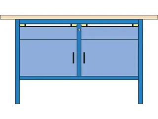 werkbank,HxBxD 845x1500x700mm,multiplexblad,RAL7035,front RAL7035 - 5