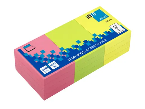 Notitieblok 50x40mm Assorti Brilliant Pak A 12 Blok