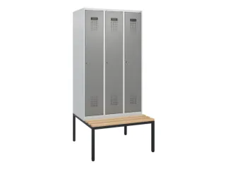 locker met bank,HxBxD 1950x900x815mm,3vak,vak B 300mm,cilinderslot - 2