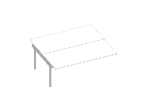 aanbouwtafel,v. benchtafel m. 4-voet,HxBxD 730x1800x1600mm,blad wit