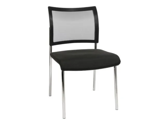 Bezoekersstoel Zitting Zwart Stof Rugleuning Netbekleding Zwart