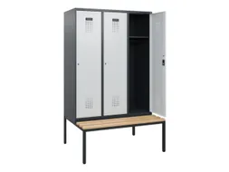 locker met bank,HxBxD 1950x1200x815mm,3vak,vak B 400mm,cilinderslot