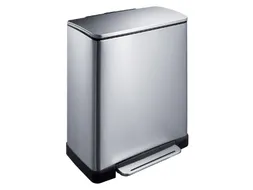 Afvalbak pedaalemmer RVS mat rechthoekig 18 Liter + 28 Liter
