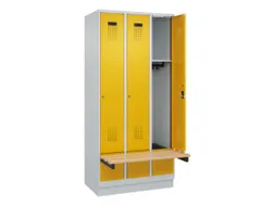 locker met bank,HxBxD 1950x900x815mm,3vak,vak B 300mm,cilinderslot