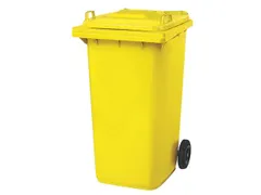Vuilcontainer PE 240 liter HxBxD 1100x580x740mm met wielen geel