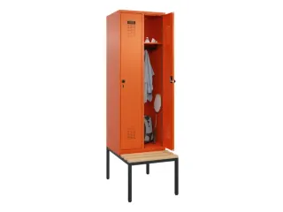 locker met bank,HxBxD 2120x600x815mm,2vak,vak B 300mm,draaigrendel - 1
