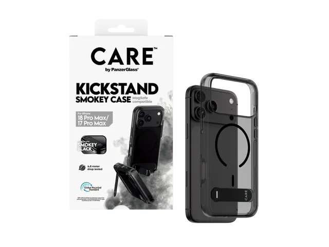 PanzerGlass CARE by Kickstand Case Smokey w. Black MagSafe iPhon