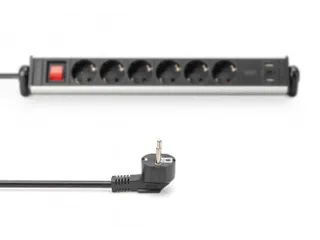 6-voudige kantoorstekkerdoos met 3x USB-poorten - 6