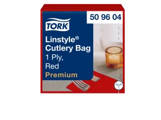 Bestekpochette Tork LinStyle 1-laags 50st duurzaam rood 509604 - 1