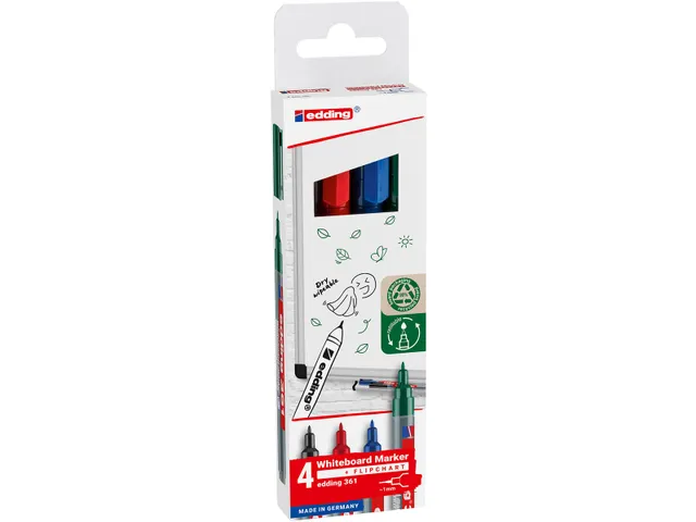 whiteboard marker E-361 assorti kleuren, blister van 4 stuks