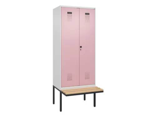 PBM-locker met bank,HxBxD 2120x800x815mm,2vak,vak B 400mm,draaigrendel