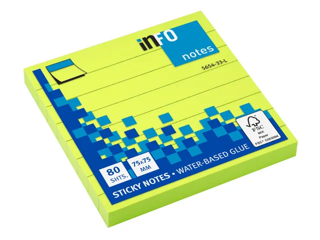 Notitieblok 75x75mm Brilliant groen 80 blad lijn