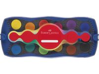 Waterverfdoos Faber-Castell 24 kleuren +1 tube wit Connector Blauw