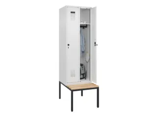 locker met bank,HxBxD 2120x600x815mm,2vak,vak B 300mm,draaigrendel - 1