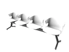 Wachtkamerbank 4zittingen BxD 2390x510mm zitschaal PP wit