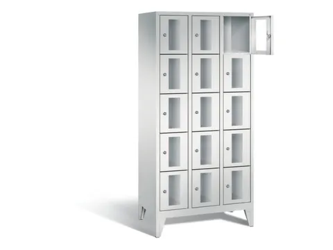 Lockerkast 1850x900x500mm 3x5 vakken Cilinderslot Poten, RAL7035