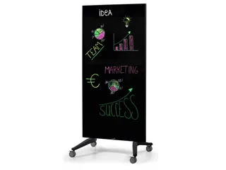 Mobiel Glasbord Zwart Magnetisch 90x175Cm - 4