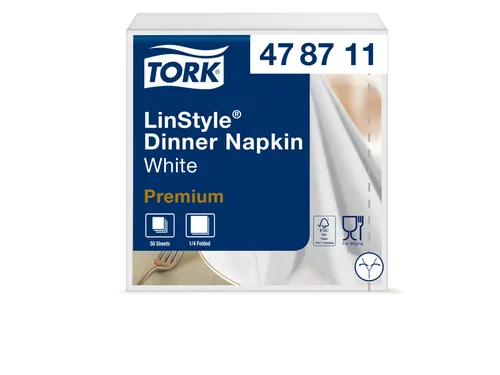 Servetten Tork 478711 LinStyle 1-laags 39x39cm wit 1/4 vouw 50st.