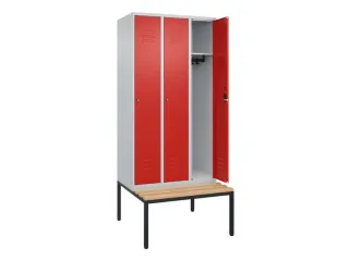 locker met bank,HxBxD 2120x900x815mm,3vak,vak B 300mm,cil.-slot - 2