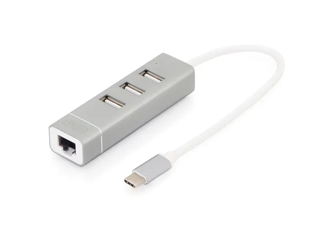 USB Type-C 3-poorts hub Fast Ethernet LAN-adapter