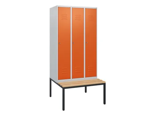 locker met bank,HxBxD 1950x900x815mm,3vak,vak B 300mm,cil.-slot