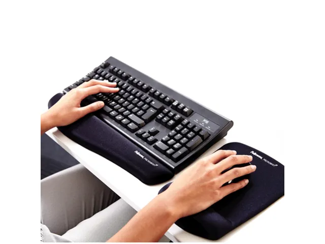 Muismat met polssteun Fellowes Plush Touch zwart