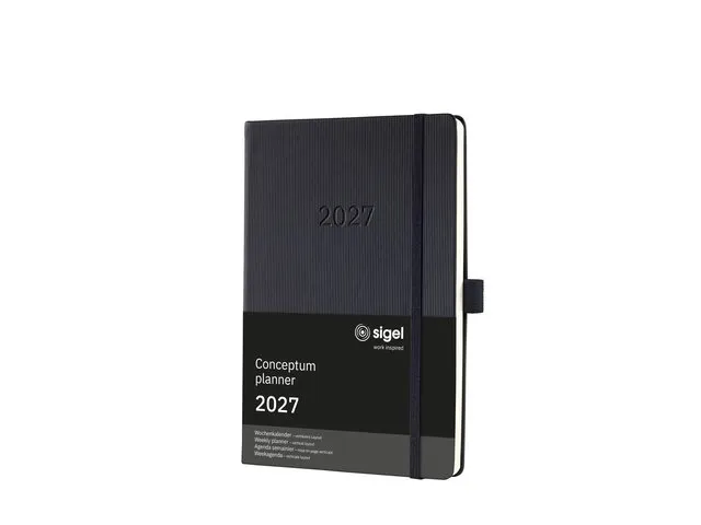 Weekagenda Conceptum A5 2027 (NL/FR/EN/DU) verticale lay-out zwart har