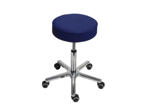 Draaikruk Met Wielen Zitting Kunstleer Blauw 460-590mm Gasveer