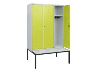 locker met bank,HxBxD 1950x1200x815mm,3vak,vak B 400mm,cil.-slot - 2