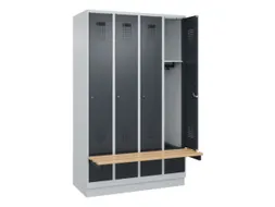 locker met bank,HxBxD 1950x1200x815mm,4vak,vak B 300mm,cilinderslot