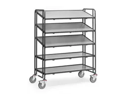 Eurobakkenwagens 1384 Ral7016 300kg 1240x610mm 5 Etages Hout