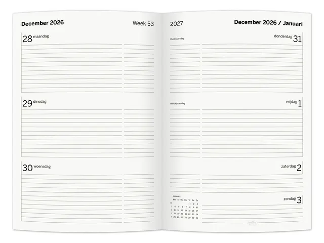 Weekagenda Multo Essential A5 2027 7 dagen/2 pagina's blauw