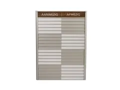 Menoor In-Uit bord 20 namen Aluminium Aanwezig/Afwezig donker Houtlook