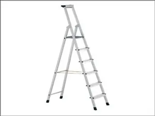 staande trap eenzijdig 7treden stand H 1 74m balk L 2 64m aluminium - 2