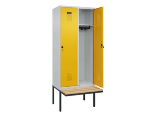 locker met bank,HxBxD 2120x800x815mm,2vak,vak B 400mm,draaigrendel - 2