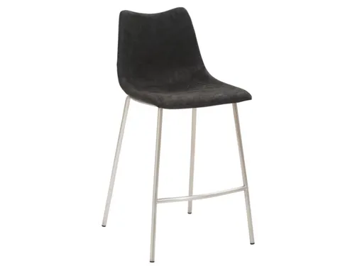 Barkruk mySOLO 4-poten RVS met Zitting kunstleder Vintage Zwart