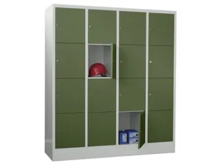 lockerkast,HxBxD 1850x1600x500mm,4x4vakken,RAL7035,front RAL6011 - 2
