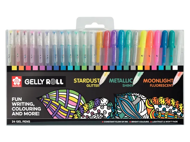 Gelschrijver Sakura Gelly Roll mix set à 24 kleuren