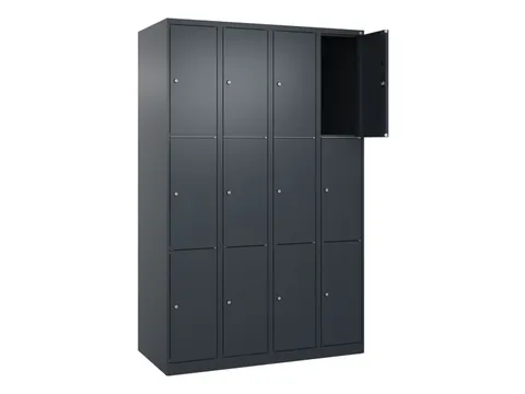 lockerkast,HxBxD 1850x1200x500mm,4x3vakken,vak B 300mm,cil.-slot