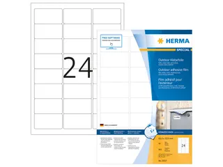 HERMA 9537 Weervast Outdoor folie-etiket A4 63,5x33,9mm Wit 960 stuks - 1