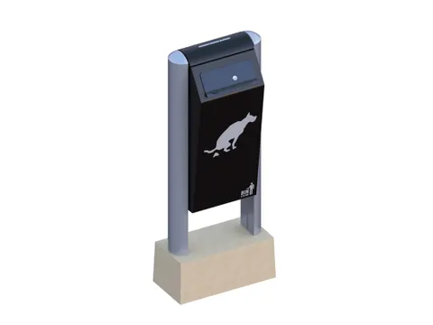 Buitenafvalbak Binsystem Hondenhalte 60 Liter Zwart Aluminium