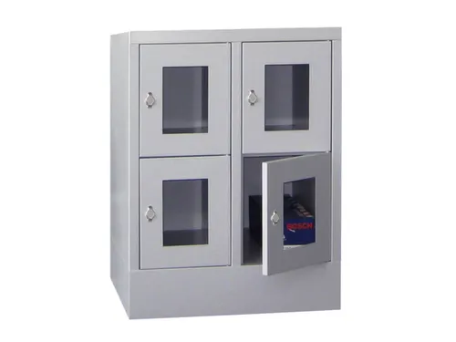 lockerkast,HxBxD 855x600x500mm,2x2vakken,RAL7035,front RAL6011