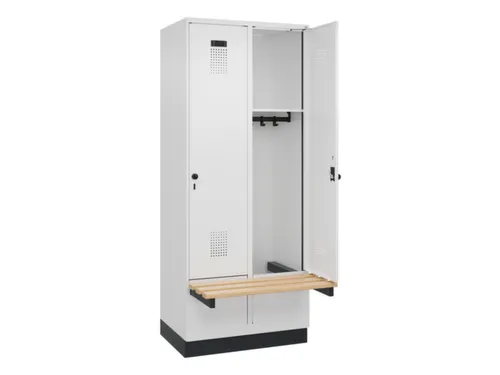 locker met bank,HxBxD 1950x800x815mm,2vak,vak B 400mm,draaigrendel