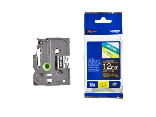 Labeltape Brother P-touch TZe-335 standaard 12mm wit op zwart