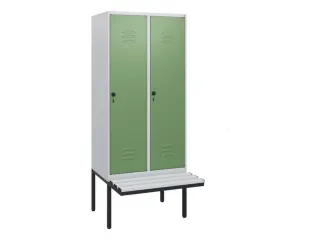 locker met bank,HxBxD 1950x800x815mm,2vak,vak B 400mm,draaigrendel - 1
