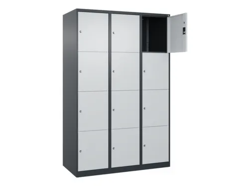 lockerkast,HxBxD 1850x1200x500mm,3x4vakken,vak B 400mm,cil.-slot